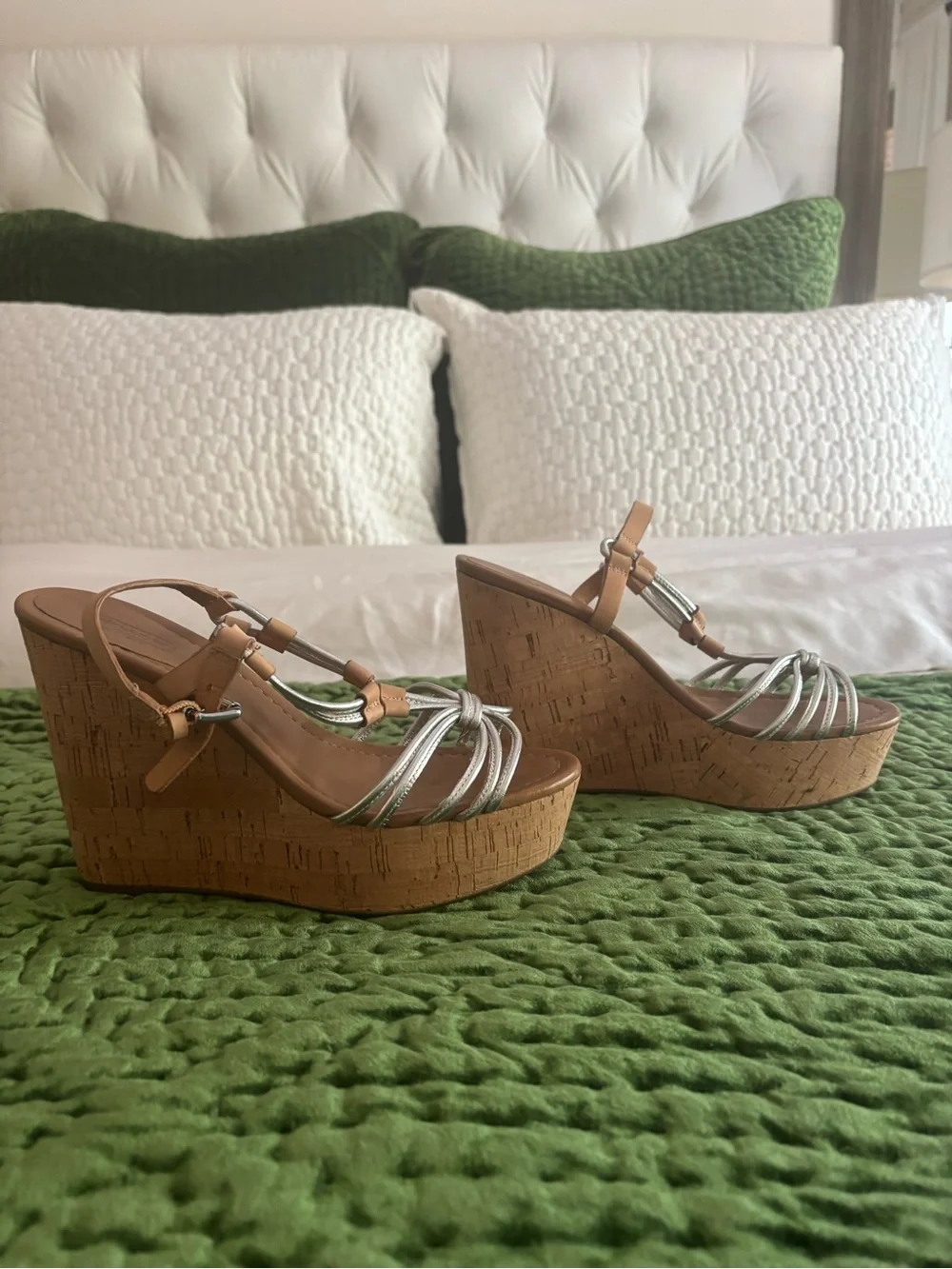 Coach Georgiana Cork Wedge Platform Sandals SZ 8